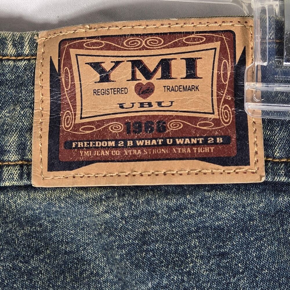VTG YMI UBU Jeans 32x32 (JR 13) Split Hem Flare Leg Jeans Y2K Pocketless Stretch - Picture 11 of 11
